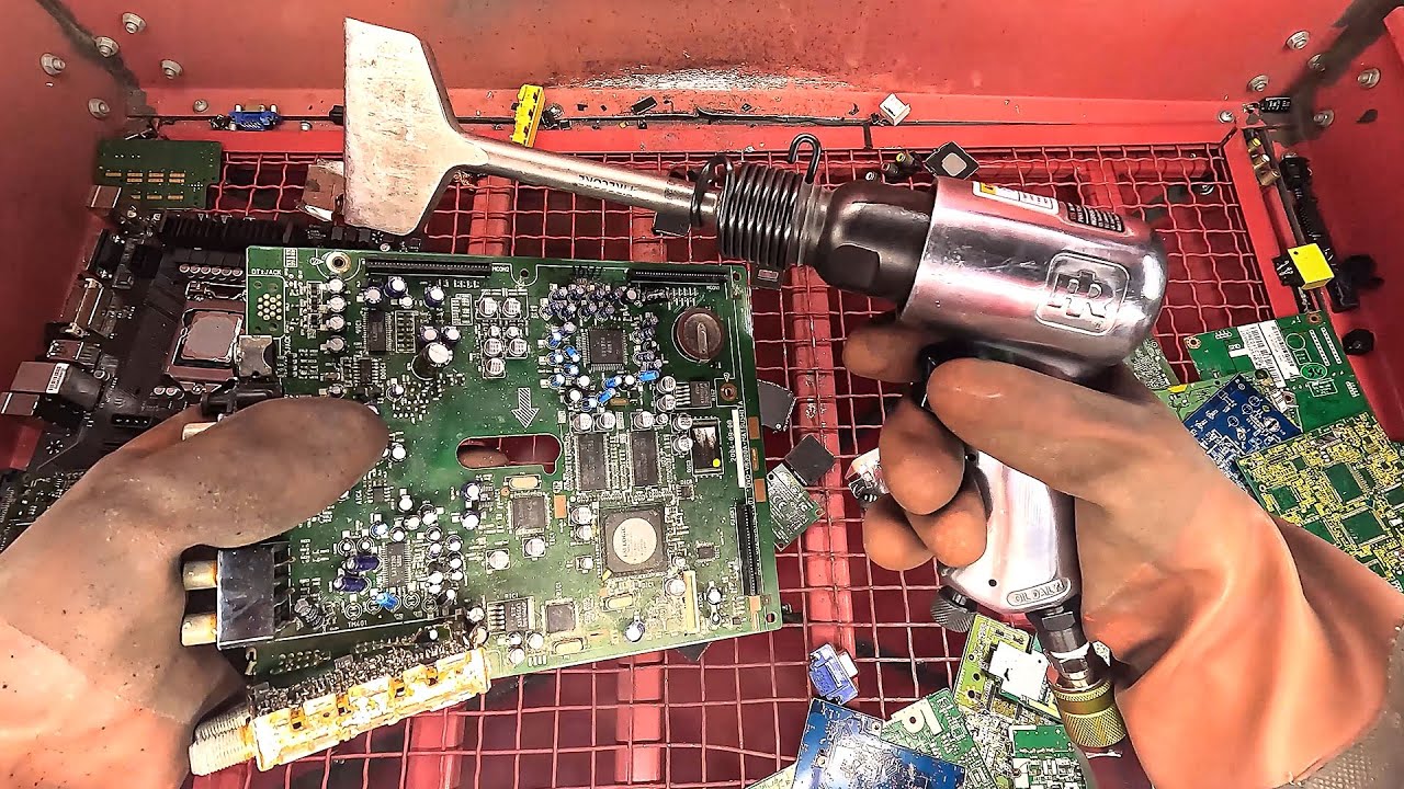 Depopulating PCBs with Air Hammer for Gold Recovery