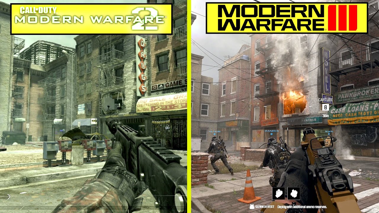 Call of Duty Modern Warfare III 2023 vs 2009 Modern Warfare 2 Skidrow Map Comparison PS5 vs Xbox360