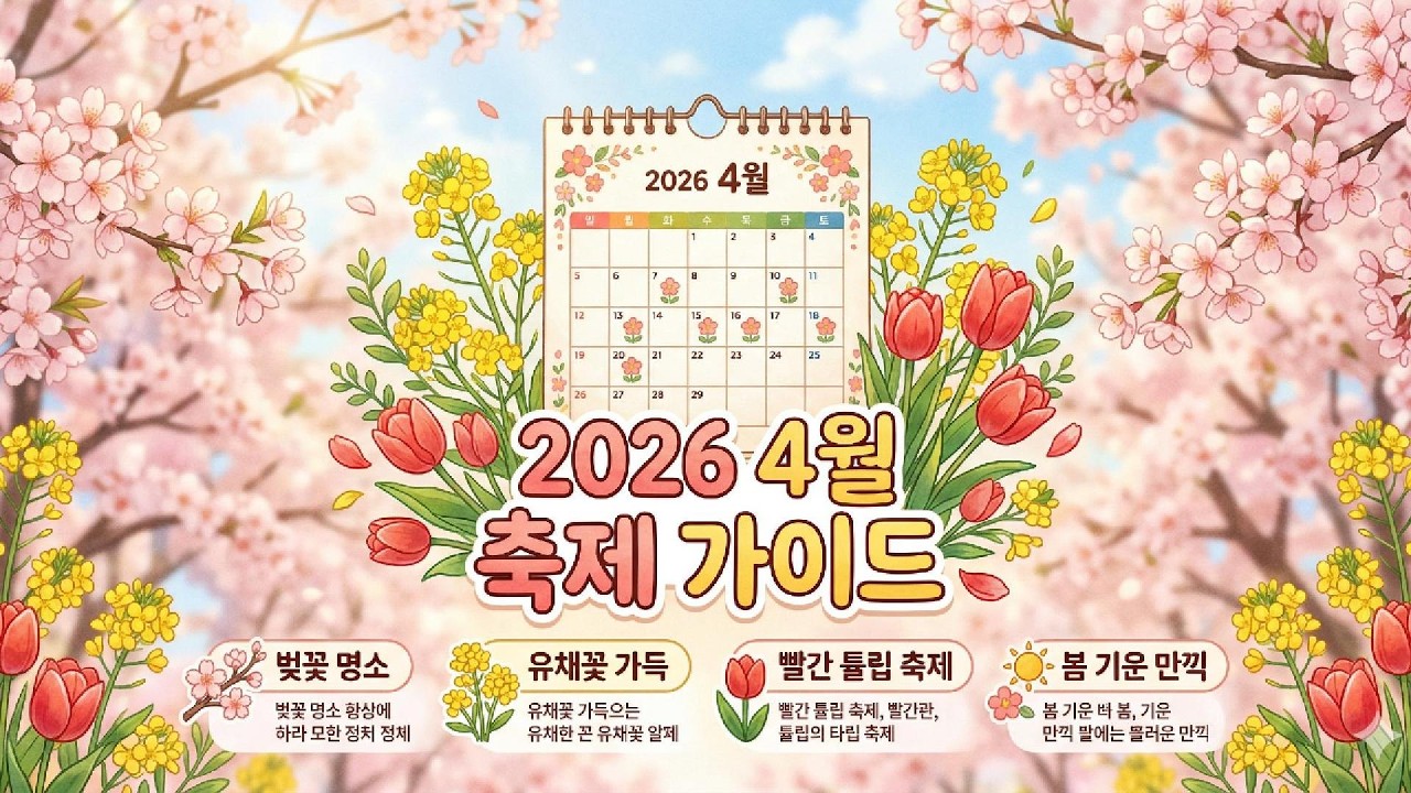 2026 4월 전국 축제 총정리🌸 벚꽃&middot;유채&middot;튤립 BEST 일정 (진해&middot;여의도&middot;태안)