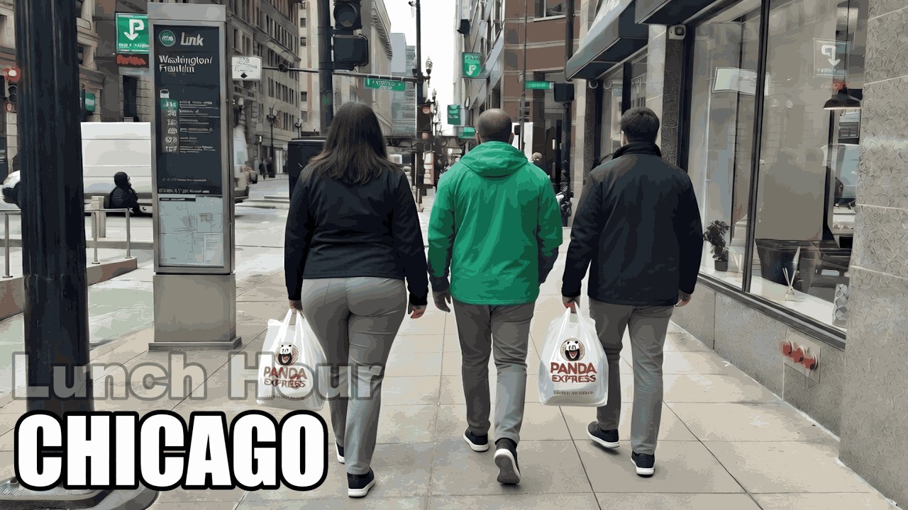 Chicago Very Windy Lunch Hour Walking Tour February 24, 2026 4K