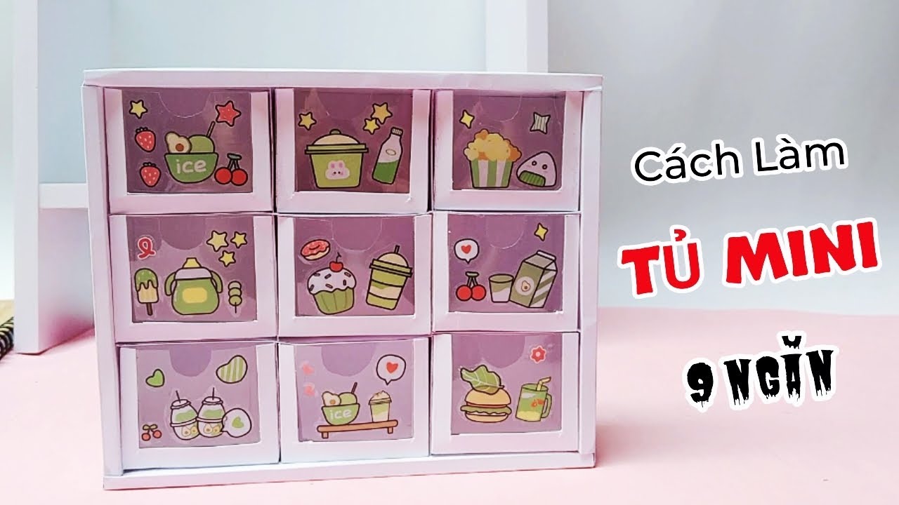 Cách làm tủ mini decor bàn học 9 ngăn trong suốt | DIY 9 mini drawers Decor cabinet | DIY IDEAS