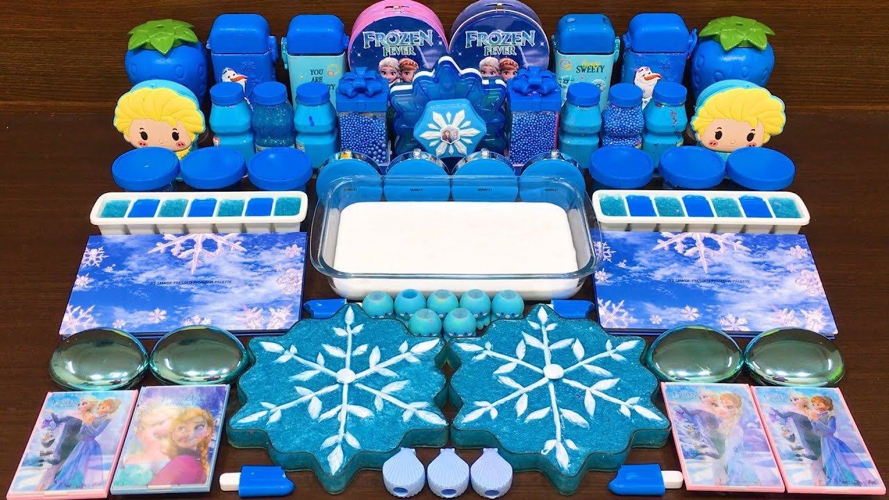 BLUE FROZEN !!! Mixing Random Things into GLOSSY slime !!!Satisfying Video #154