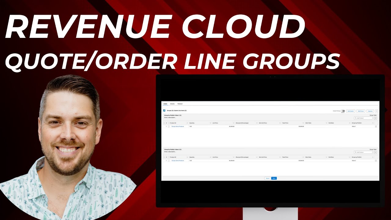 Группировка строк предложений и заказов в Revenue Cloud