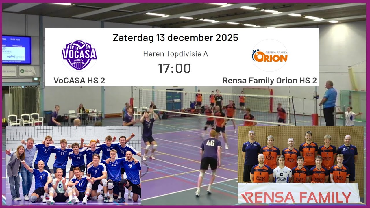 VoCASA H2 - Orion H2 (13 dec 2025, 17.00u) Topdivisie Heren Volleybal