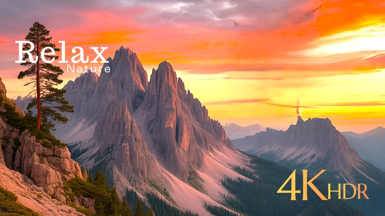 Tranquil Nature 4K Autumn Forest Mountain Sunset Relaxing Piano