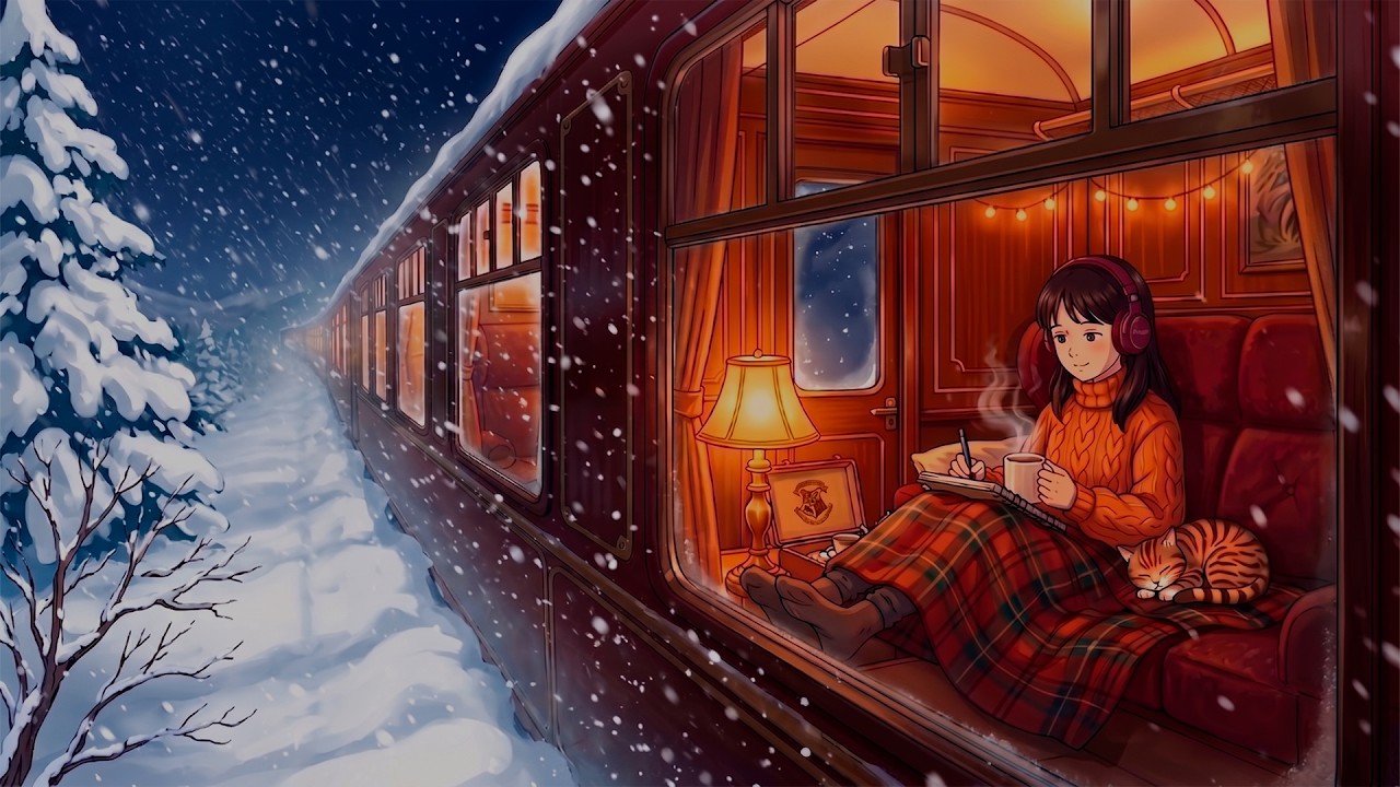 Sleeping in a 1990s Luxury Express Train 🚂 | Scottish Snowstorm ❄️ Ghibli-Style Ambience