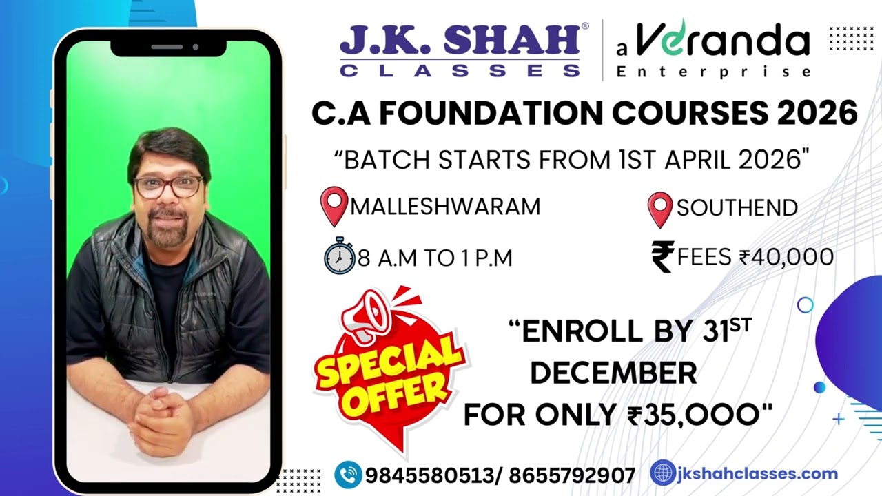 Best CA Foundation Coaching in Bangalore | JK Shah Classes 2026