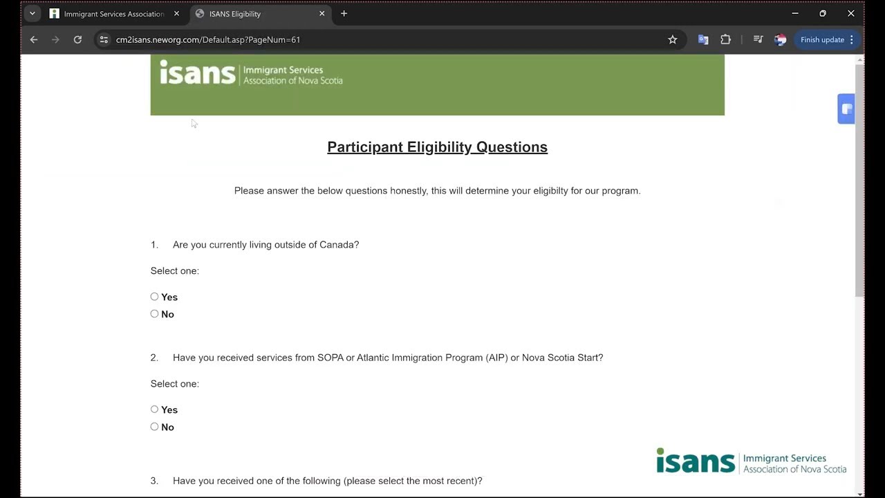 step-by-step video guide - signing up to be an ISANS client
