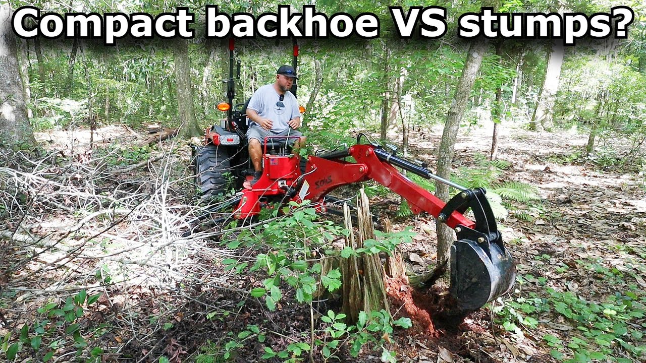 Compact Tractor Backhoe vs Stumps???  Let's find out! Solis H24 #830