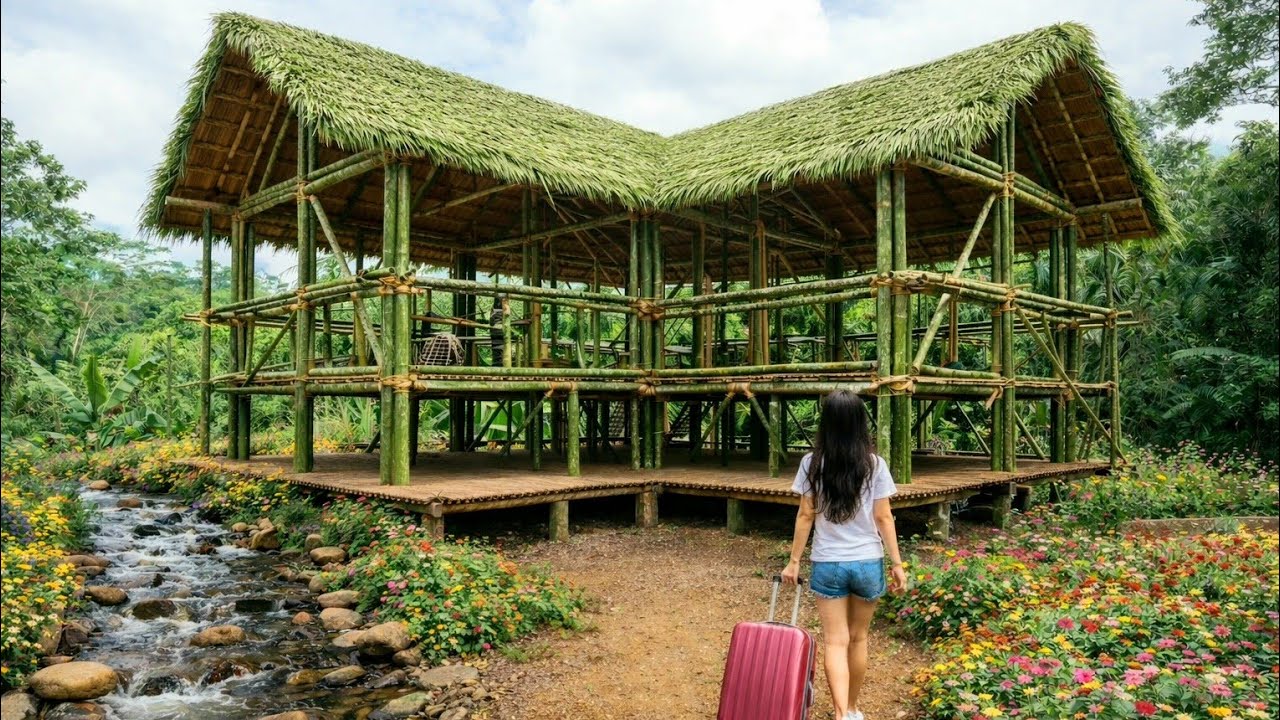 A 17-year-old girl left the city, returned to her hometown, and built a bamboo house in 109 days.