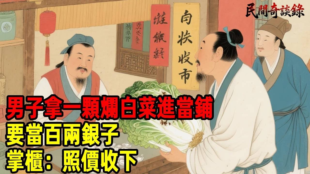男子拿一顆爛白菜進當鋪，要當百兩銀子，掌櫃：照價收下！【民間奇談錄】#民間故事 #台灣傳說 #懸疑故事 #銀髮頻道 #懷舊故事 #助眠故事