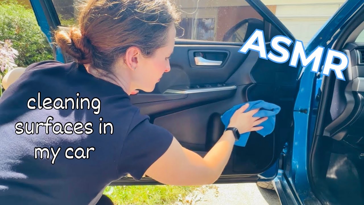 Cleaning surfaces in my car w/ microfiber cloth & foam spray (no talking) #asmrsounds #asmrcleaning 
