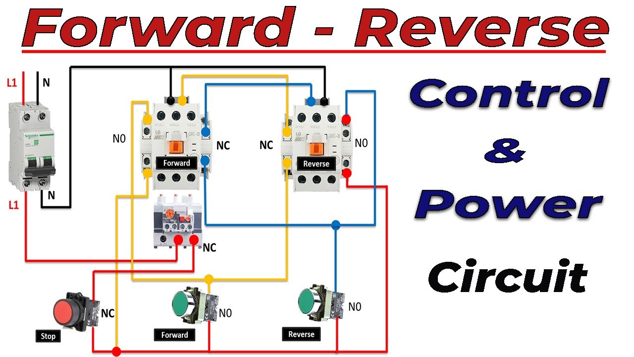 Reverse Forward Motor Starter Wiring | forward reverse power and control circuit diagram in urdu.