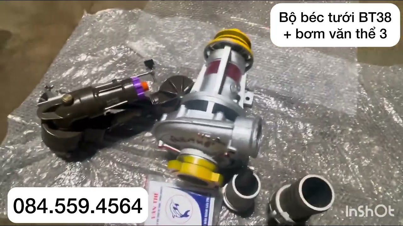 Trọn bộ béc BT38 ruột đồng và bơm văn thể 3 đẩy cao đẩy xa, đồi dốc 