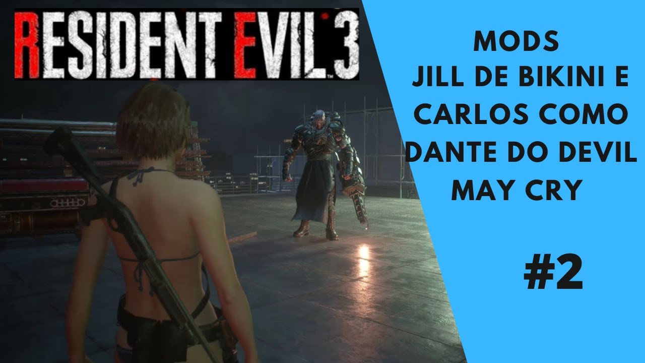 Resident Evil 3 Remake # 2 - Mods Jill de Bikini e Carlos Como Dante [Gameplay no Commentary]