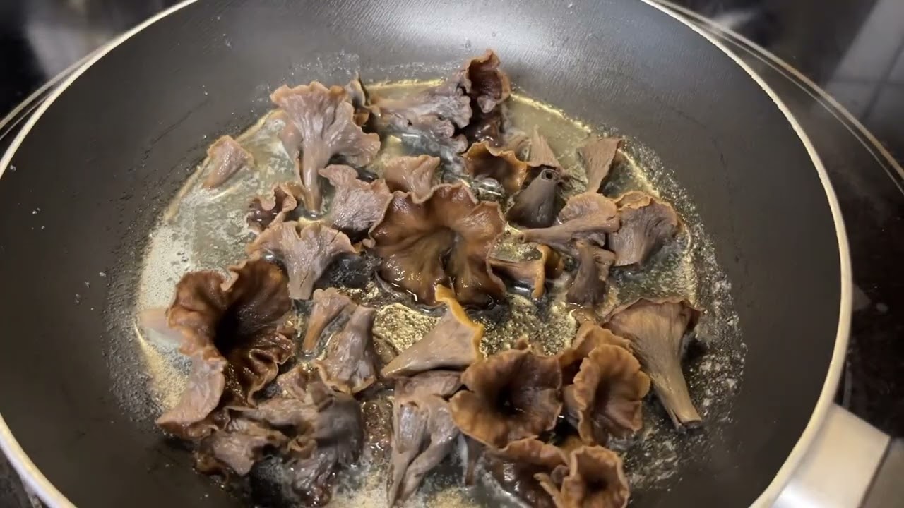 From Forest floor to frying pan￼. Black trumpet, Craterellus fallax. Northern Nova Scotia.