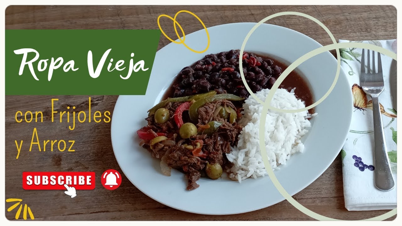 Ropa Vieja con Frijoles y Arroz para chuparse los dedos #comidacubana #facil #económica