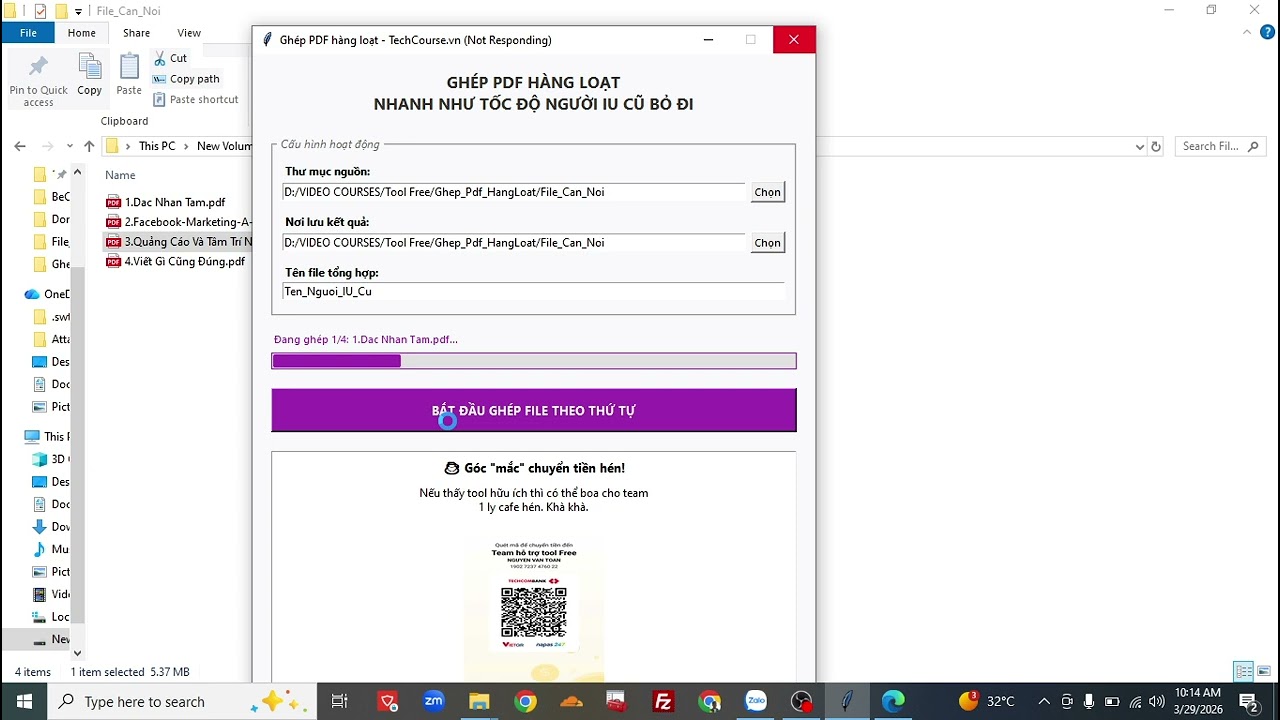Tool gh&eacute;p PDF h&agrave;ng loạt &ndash; Thứ tự chuẩn x&aacute;c (Free 100%) | TechCourse
