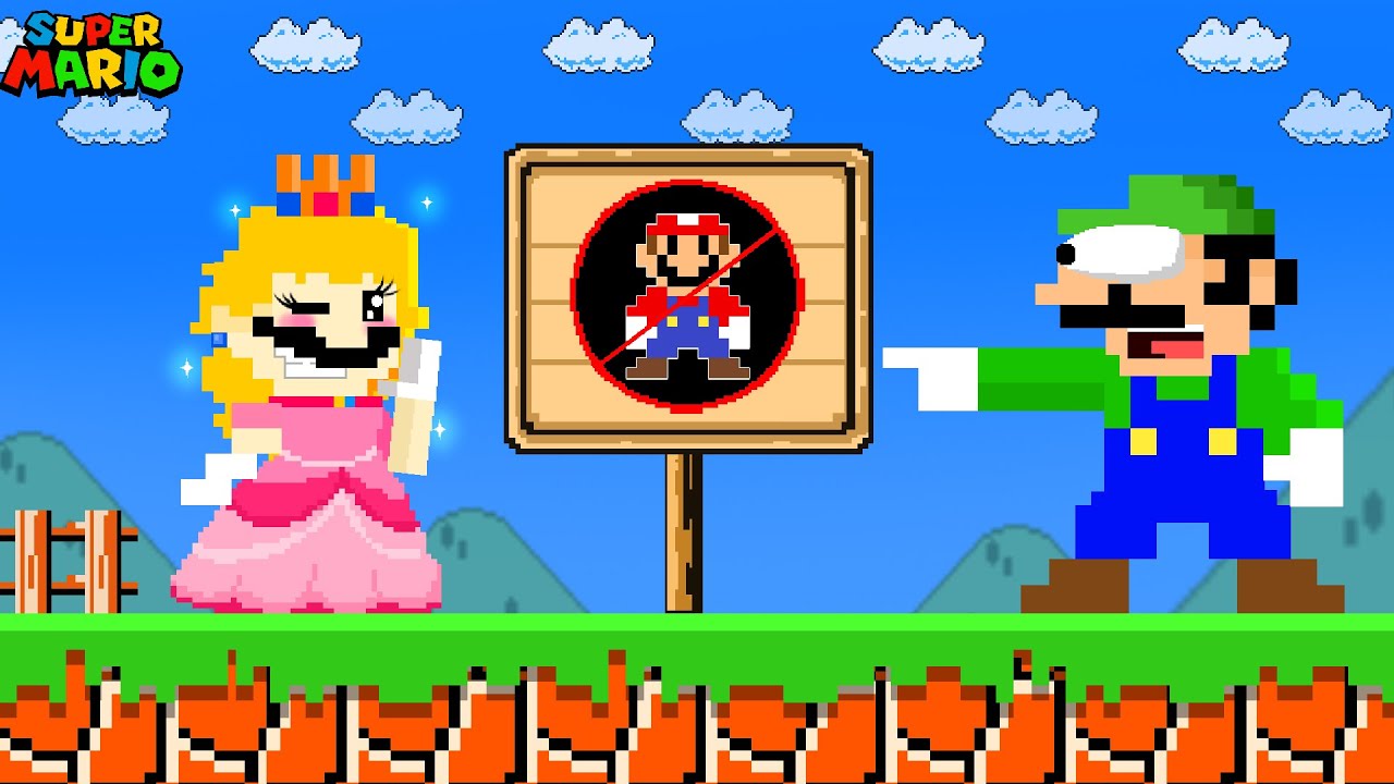 Super Mario Bros., но Марио запрещено подделывать любого персонажа | Игровая анимация