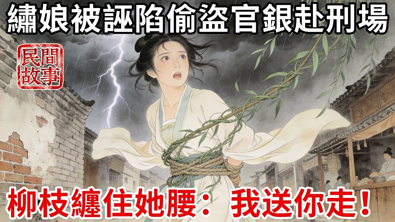 繡娘被主家誣陷偷盜官銀，綁赴刑場途中狂風呼嘯、雷雨大作，身旁柳枝纏住她腰，驚慌失措時聽到柳樹低語：我送你走！#民間故事 #傳統文化 #原創虛構 #華語有聲書 #槐樹下聽書