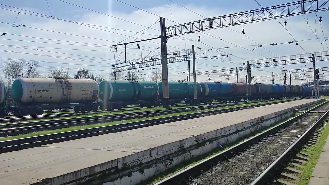 Электровоз Поезд ВЛ80С 2307 Тчэ Арыс Отправление Шымкент-Бадам Вокзал Шымкент