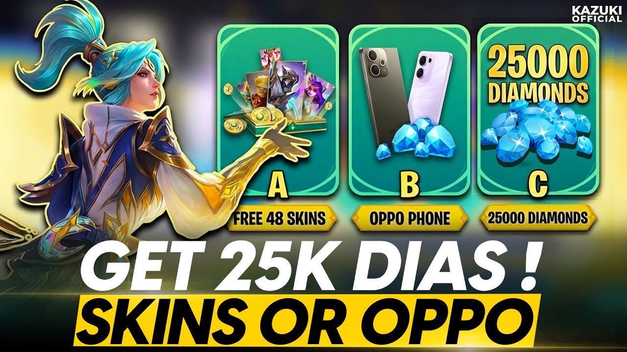 HOW TO GET 25000 DIAS OR OPPO PHONE AND 3 LIMITED SKINS!