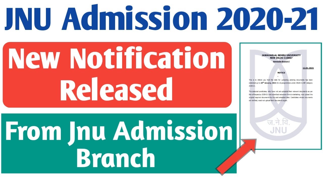 Jnu Admission 2020-21 New Notice | New Notification Released From Jnu Admission Branch