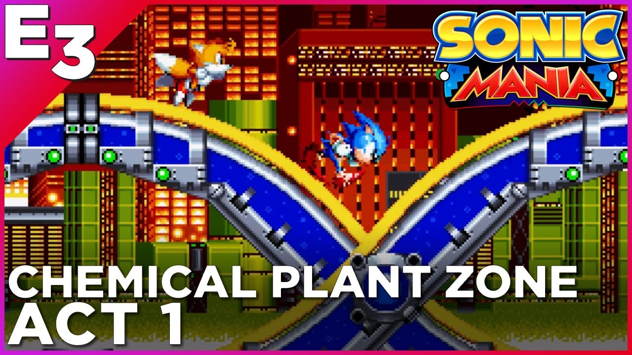 SONIC MANIA: Chemical Plant Zone, Act 1 GAMEPLAY — Polygon @ E3 2017