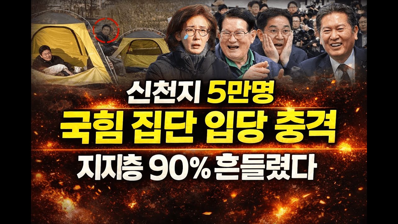 단식 5일차 장동혁, 부축 없인 못 일어났다 현장 아수라장JTBC 초대형 폭로 신천지 간부, 국힘 입당 5만 명 명단 확보국힘 사실상 붕괴 수순잼통령 대구·경북 70% 사상 최고치