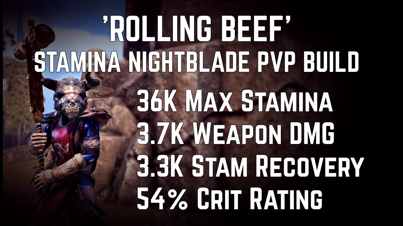 'RollingBeef' (Filthy Stats!) | Stamina Nightblade PVP Build | ESO Horns of the Reach