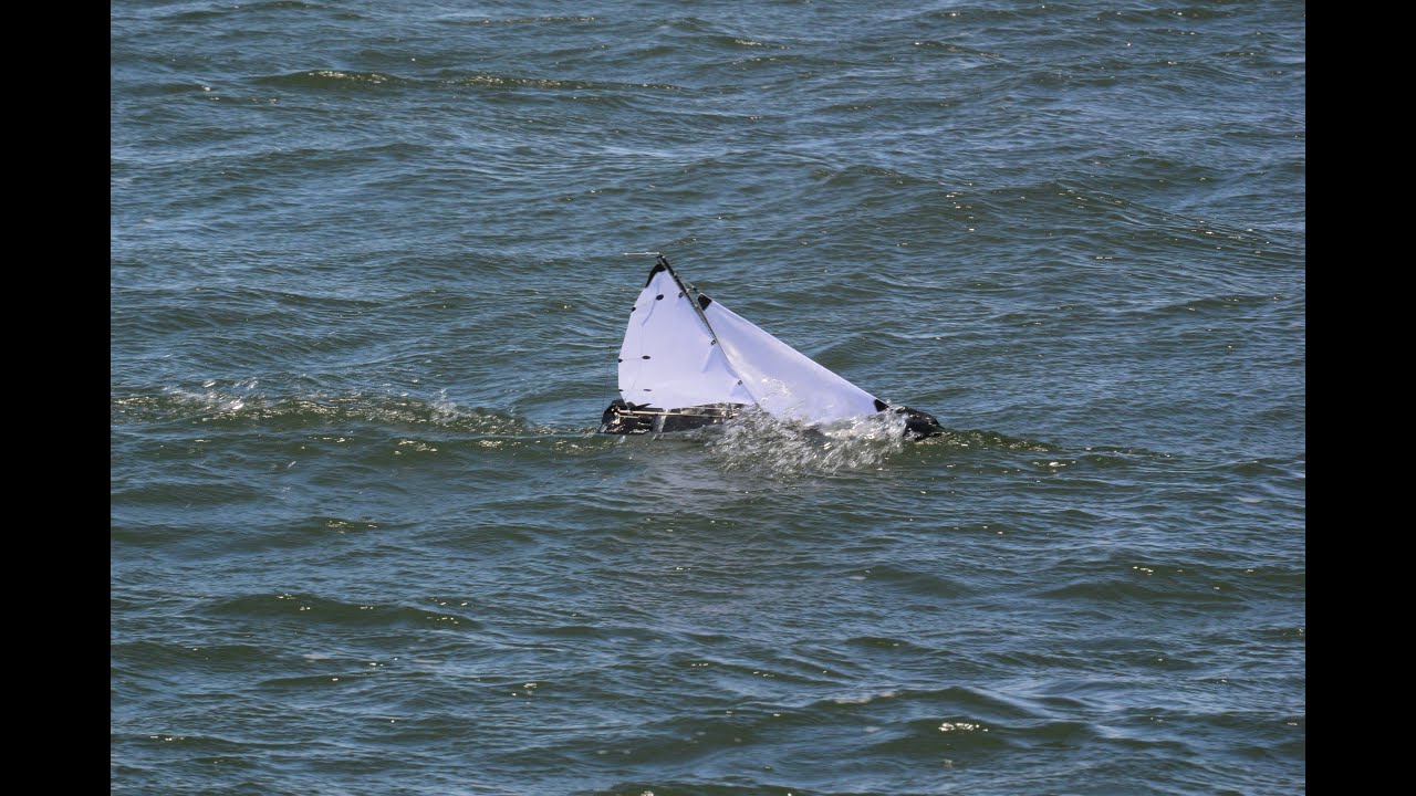 DragonForce 65 RC sailboat with C rig in strong wind conditions