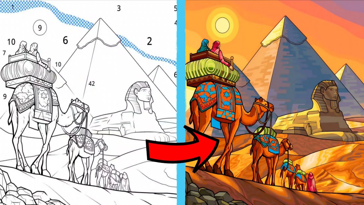 🌅 Sunset Over the Pyramids | Relaxing Coloring Journey Through Egypt 🖌️