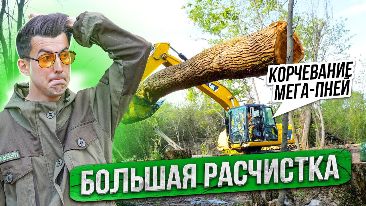 Корчевание больших пней. Расчистка и планировка участка