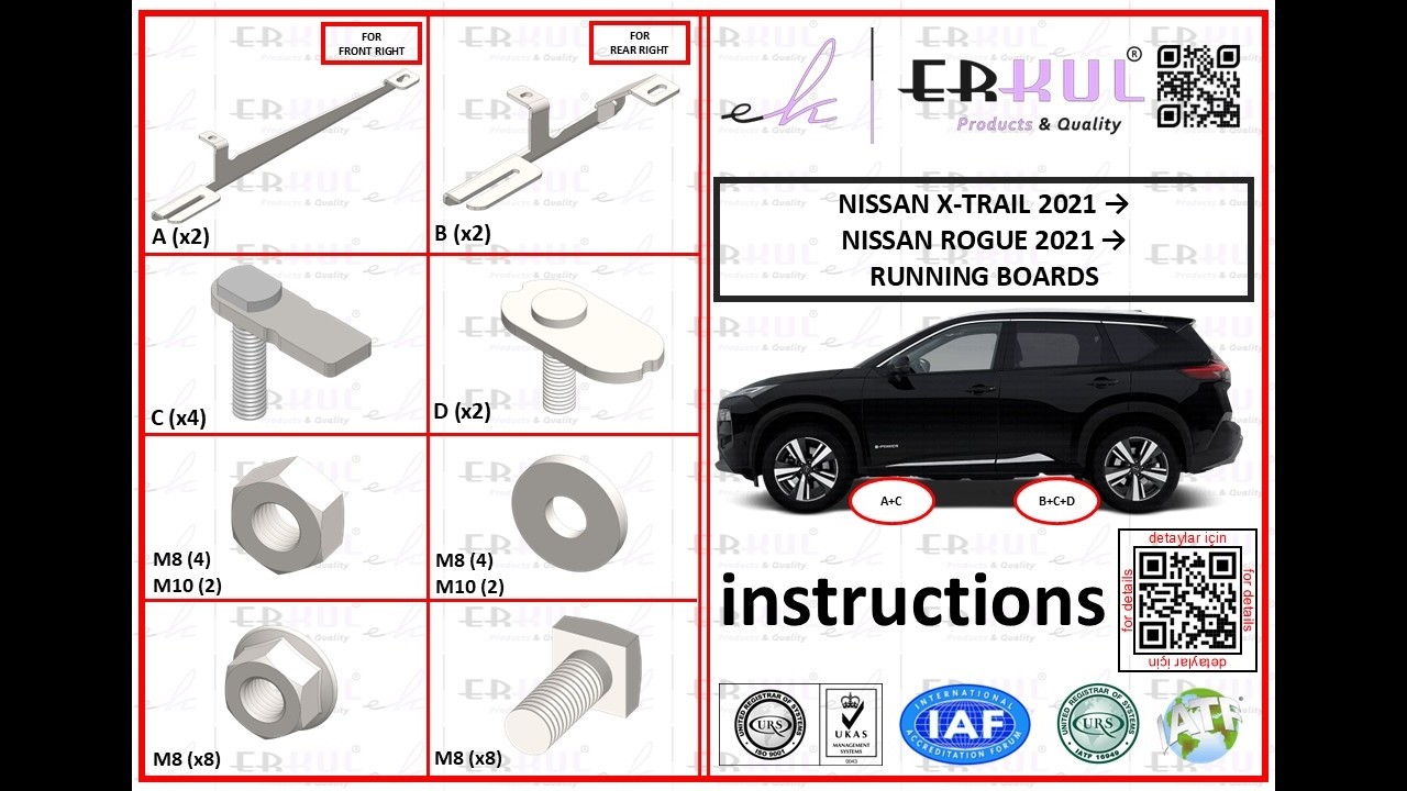 nissan xtrail 2022+ running boards installation / yan basamak montajı