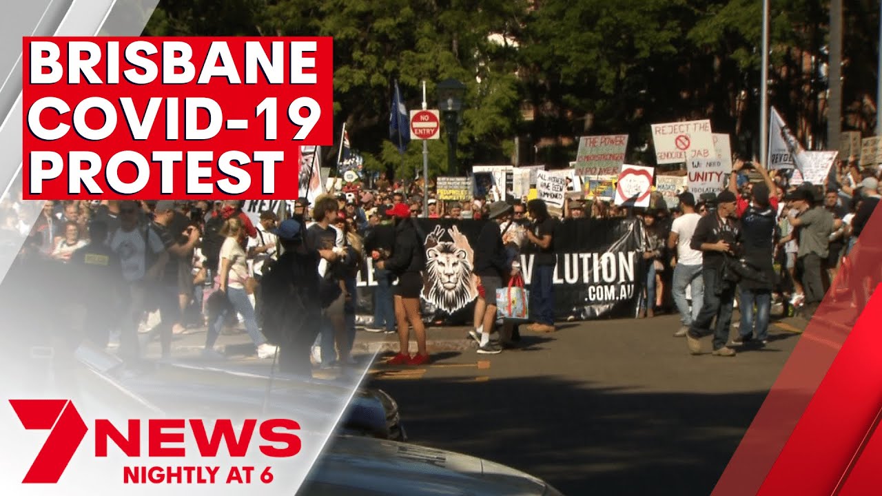 Anti-lockdown protesters swarm Brisbane | 7NEWS