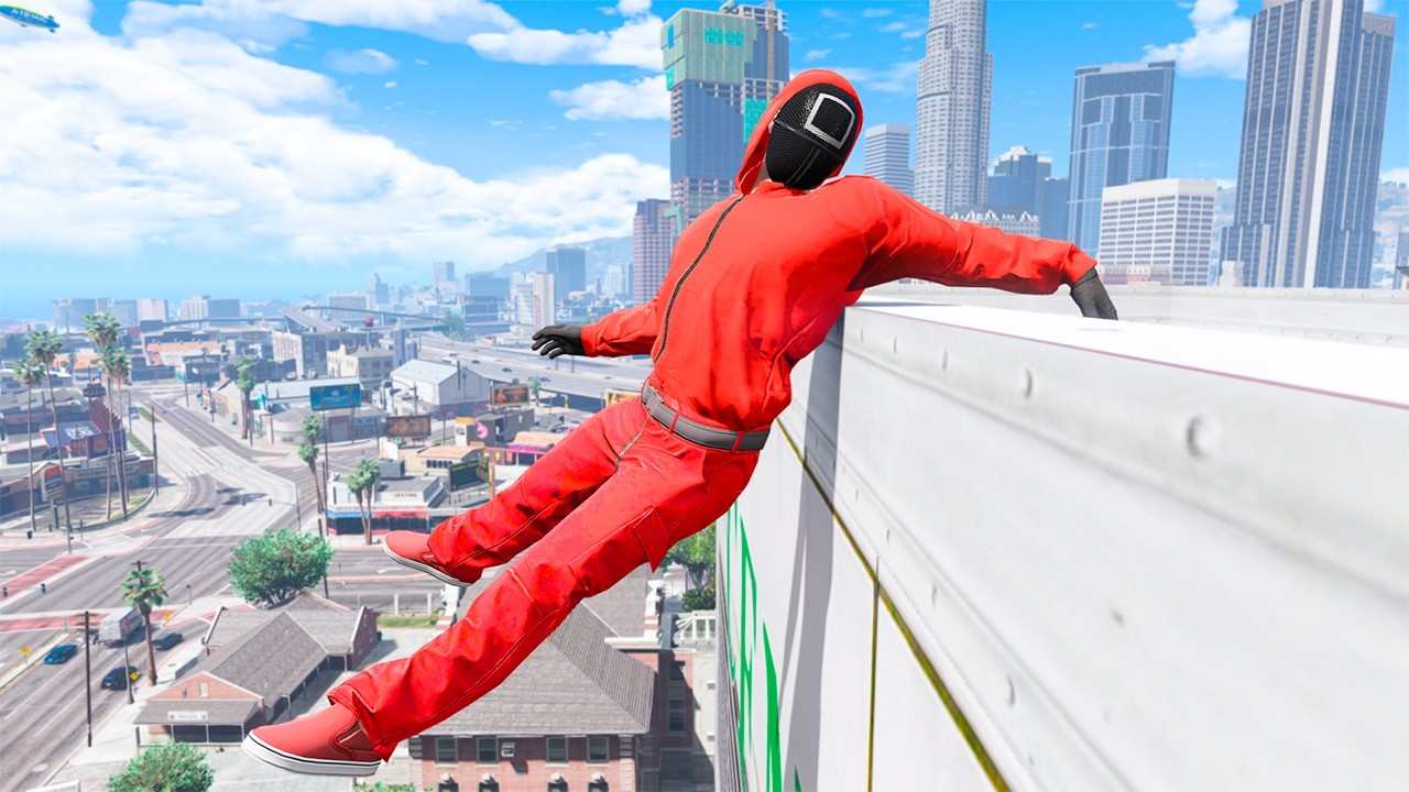 GTA 5 SQUID GAME GUARD RAGDOLLS/JUMP FAILS (Ragdolls Compilation) episode.68