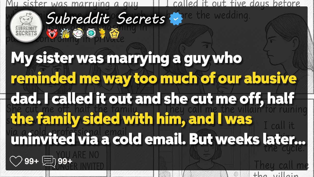 My sister was marrying a guy who reminded me way too much of our abusive dad.. Reddit Family Stories