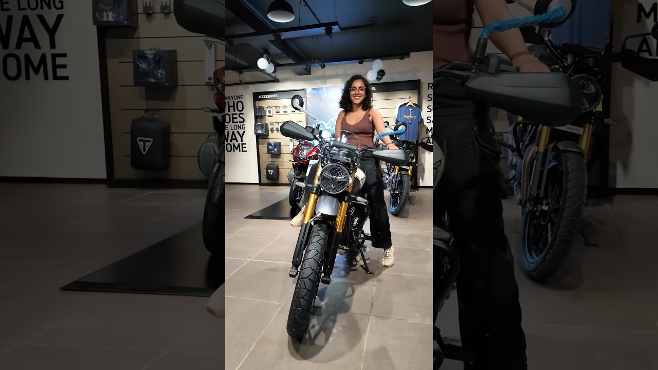 Taking delivery of our new bike | Triumph Scrambler 400x ❤️ #scrambler400x #travelcouple #viralshort