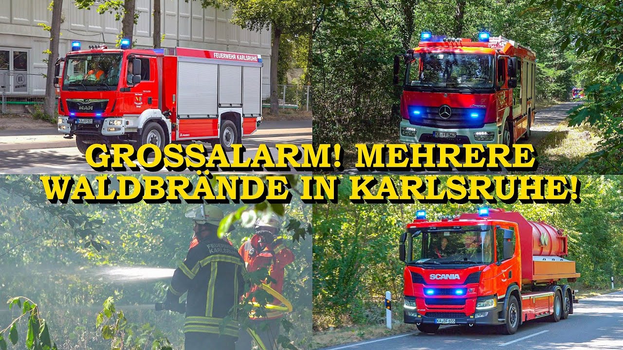 [MEHRERE WALDBRÄNDE IN KARLSRUHE] - GROSSEINSATZ FÜR DIE FEUERWEHR - | EINSATZFAHRTEN & BRANDSTELLEN