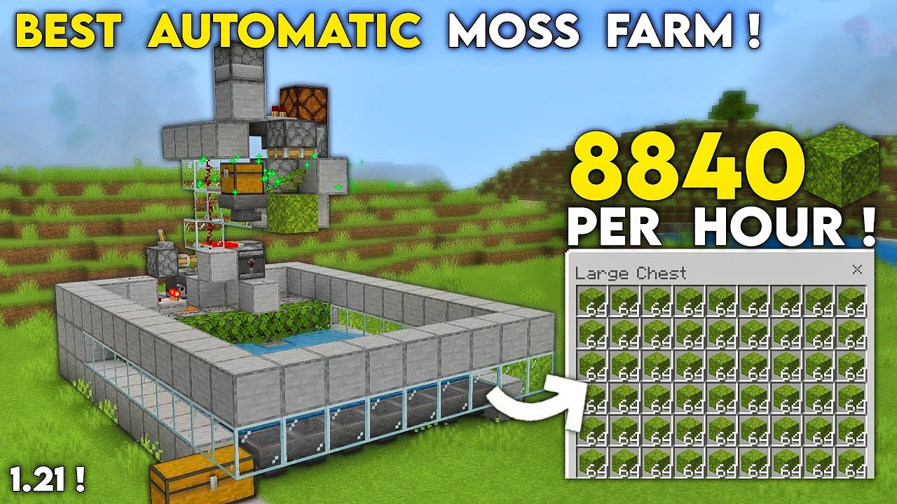 BEST AUTOMATIC MOSS FARM EVER!! (8840 Moss Block/Hour) in Minecraft Bedrock 1.21