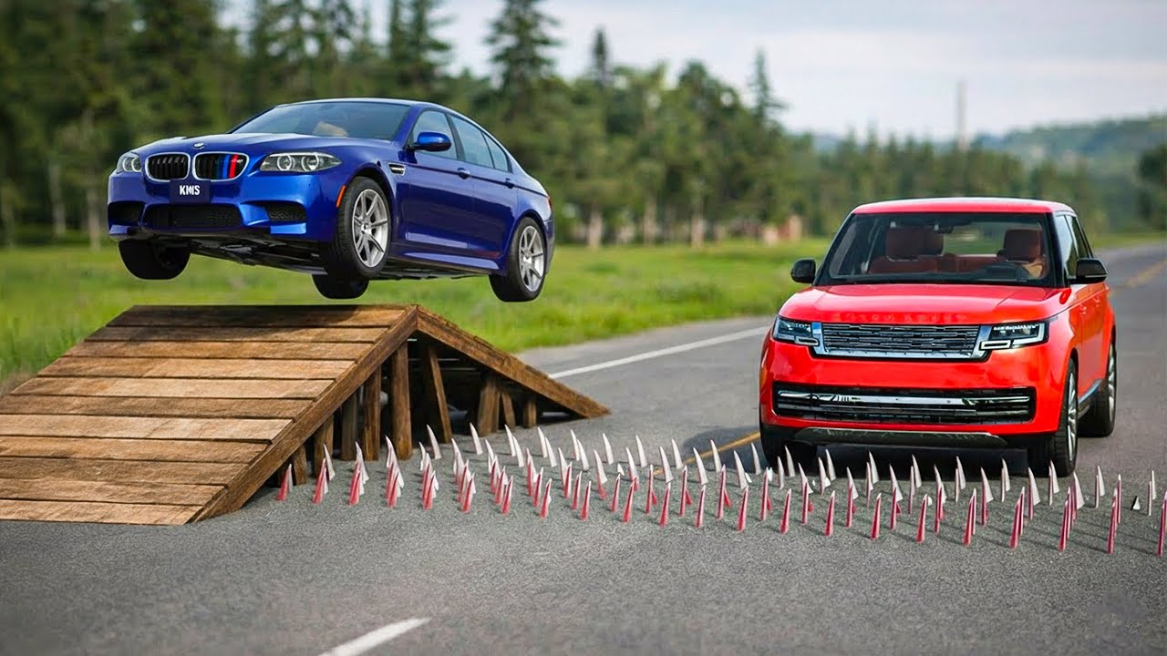 Cars vs Spikes Challenge #1 in BeamNG Drive!