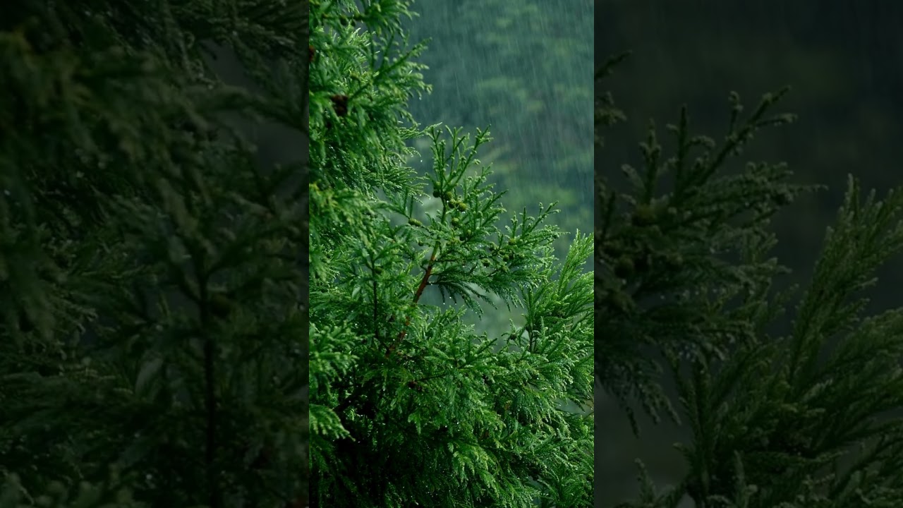Rain on Pine Trees 🌧️🌲 Forest Calm 
