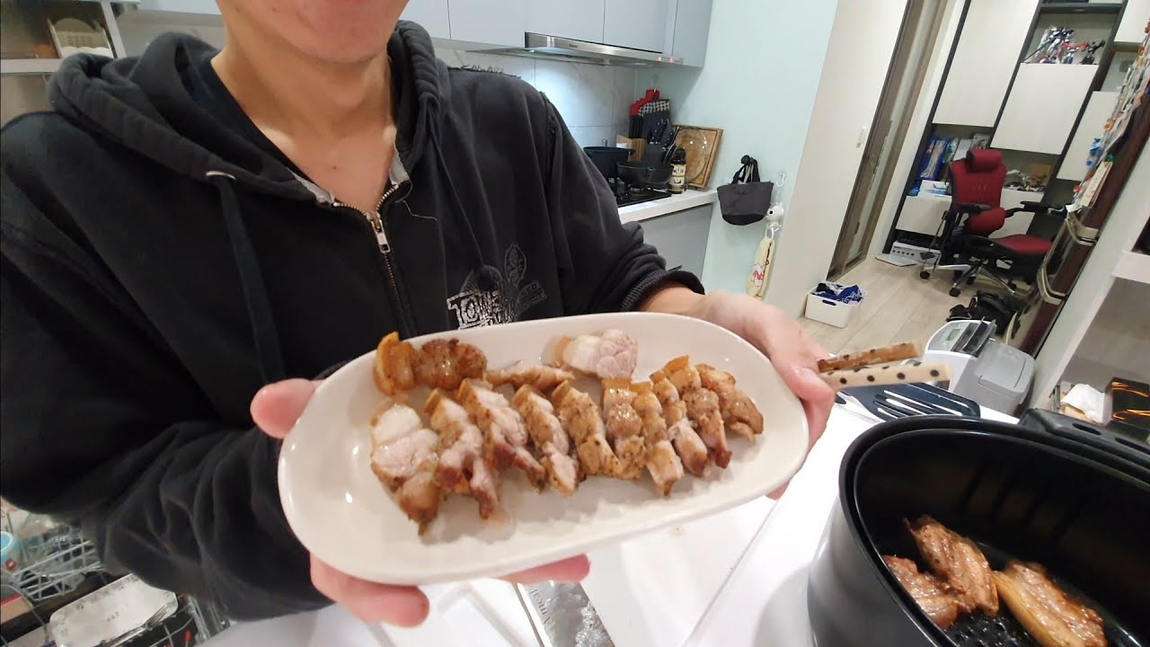 第一次氣炸鍋鹹豬肉就....？好吃又簡單？