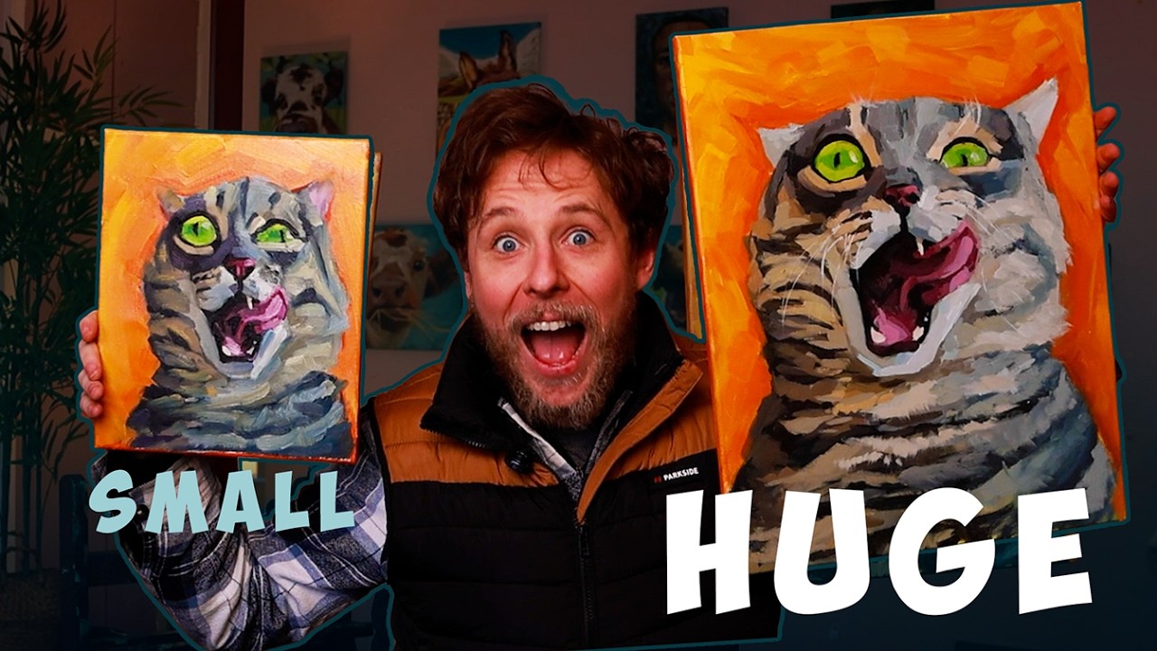 Painting a gigantic crazy orange kitty kat