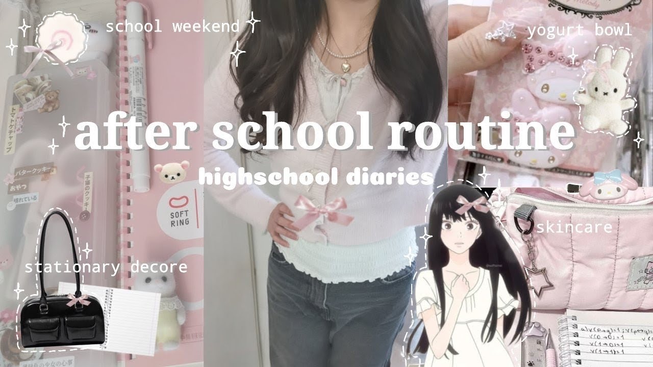 after school routine🌸⊹ ࣪ ˖ study w me, muji pencil case,  snacks, skincare, pinterest inspired ˚.🎀༘⋆