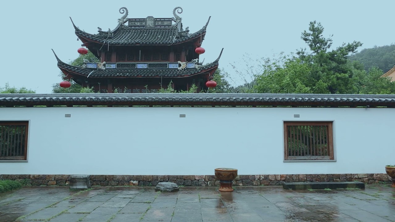 【白噪音】净慈寺钟楼 I 雨水落在寺庙青石板上的声音 钟声 雨声