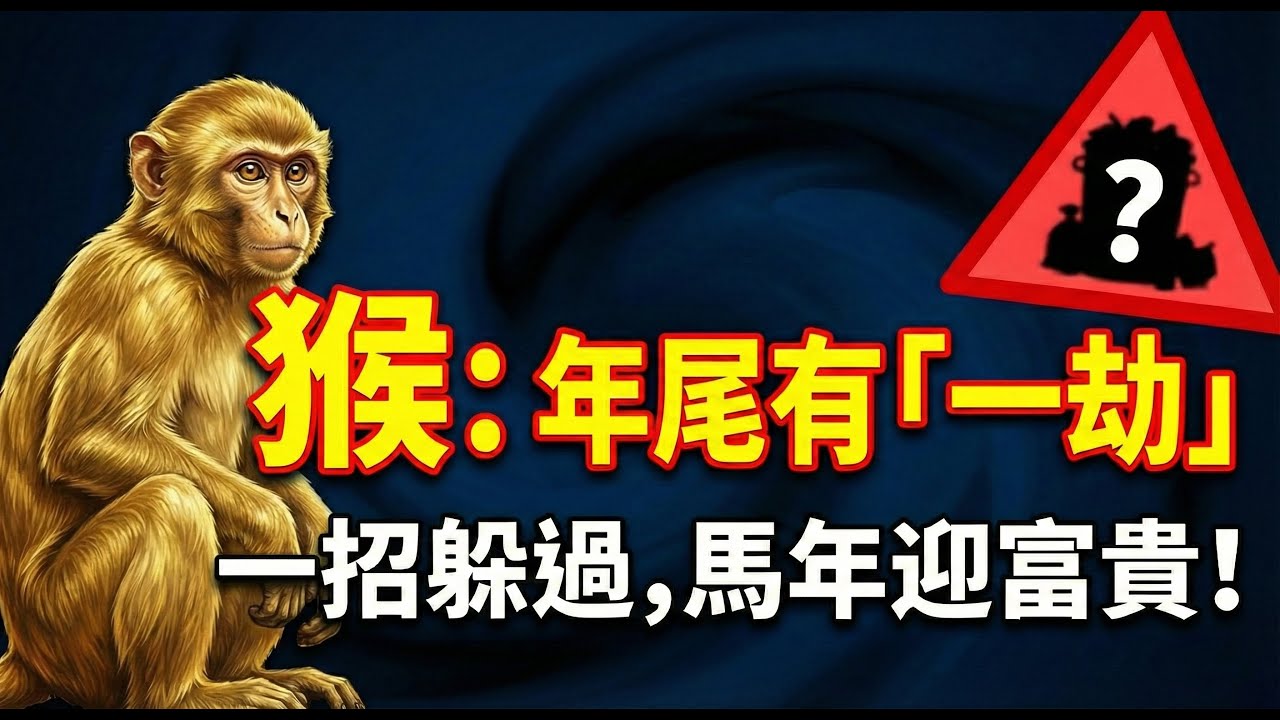警報！生肖猴，蛇年年尾有「一劫」，若能躲過，馬年必有後福，沒躲過財運立馬散盡，家運也會跟著倒霉，趕快自查！#生肖猴 #屬猴 #2026屬猴運勢 #生肖猴2026運勢 #屬猴運勢 #生肖猴運勢 #猴財運