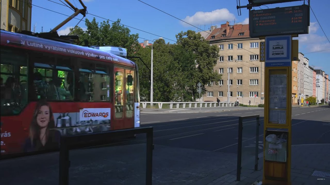 Czech Republic, Olomouc, tram 4 ride from Náměstí Hrdinů to U Bystřičky
