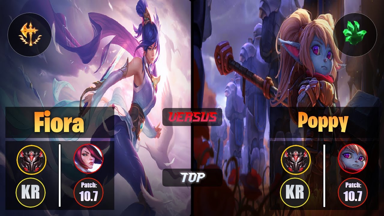 GrandMaster FIORA [Conqueror] (Top) VS  POPPY - Grandmaster KR Patch 10.7