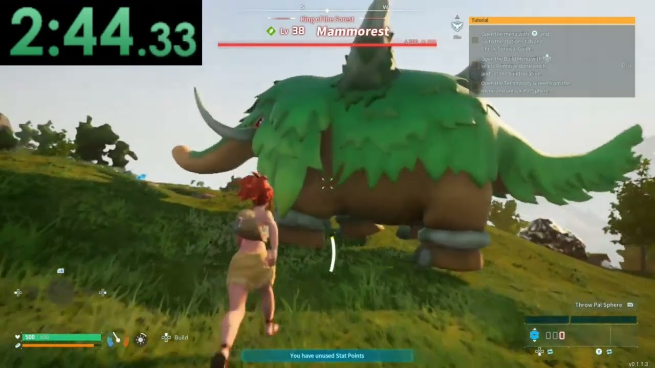 Palworld Mammorest Kill No damage New game World record speedrun 6:08